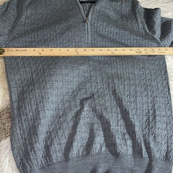 Martinique sweater Mens large Merino cable knit quarter Zip Gray - Picture 8 of 13
